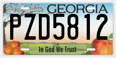 GA license plate PZD5812