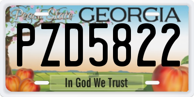 GA license plate PZD5822