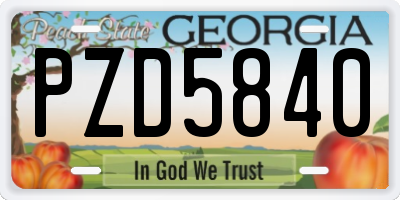 GA license plate PZD5840