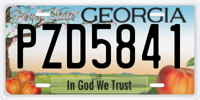 GA license plate PZD5841