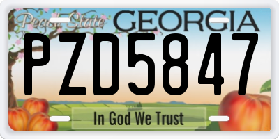 GA license plate PZD5847