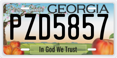 GA license plate PZD5857