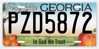 GA license plate PZD5872