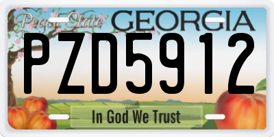 GA license plate PZD5912