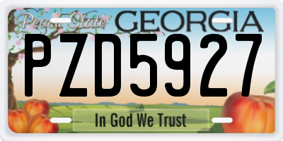GA license plate PZD5927