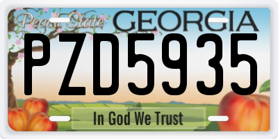 GA license plate PZD5935