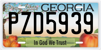 GA license plate PZD5939