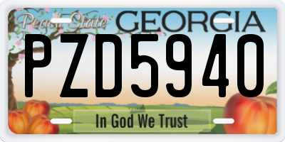 GA license plate PZD5940