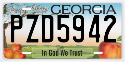 GA license plate PZD5942