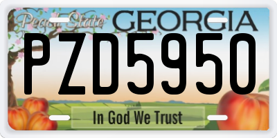 GA license plate PZD5950