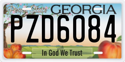 GA license plate PZD6084