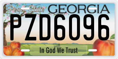 GA license plate PZD6096