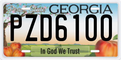 GA license plate PZD6100