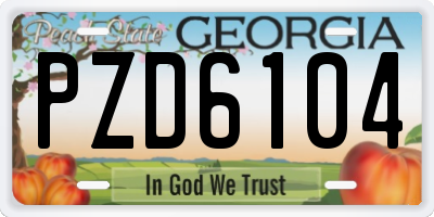 GA license plate PZD6104