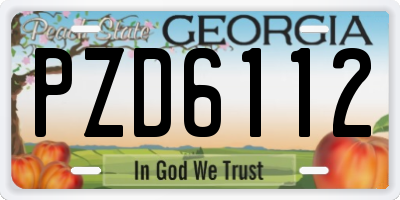 GA license plate PZD6112