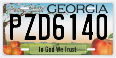 GA license plate PZD6140