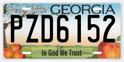 GA license plate PZD6152