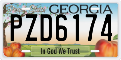 GA license plate PZD6174