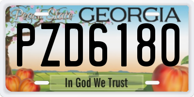 GA license plate PZD6180