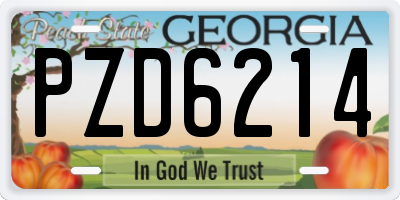 GA license plate PZD6214
