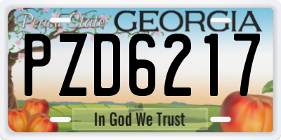 GA license plate PZD6217