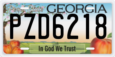 GA license plate PZD6218