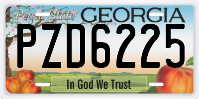 GA license plate PZD6225