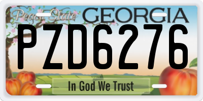 GA license plate PZD6276