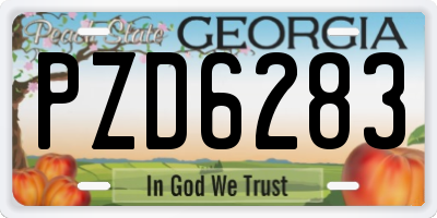 GA license plate PZD6283