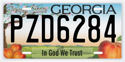 GA license plate PZD6284