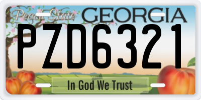 GA license plate PZD6321