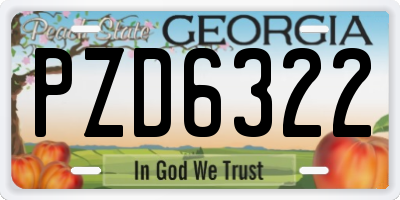 GA license plate PZD6322