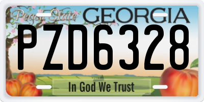 GA license plate PZD6328