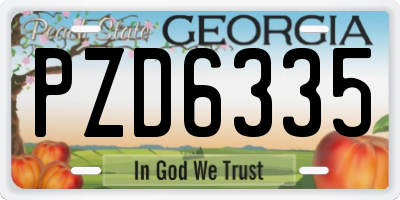 GA license plate PZD6335