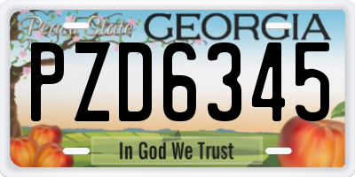 GA license plate PZD6345