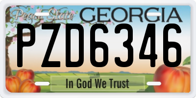 GA license plate PZD6346