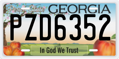 GA license plate PZD6352