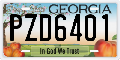 GA license plate PZD6401