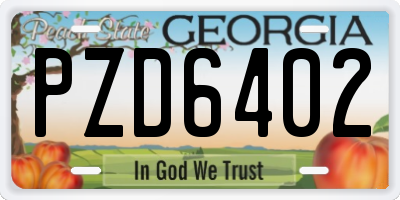 GA license plate PZD6402