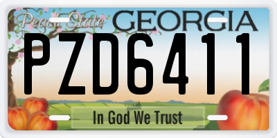 GA license plate PZD6411