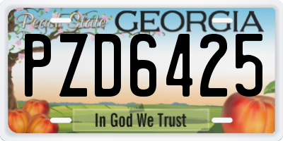 GA license plate PZD6425