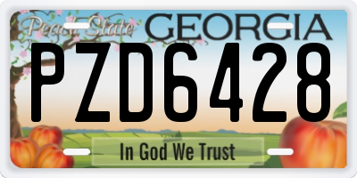 GA license plate PZD6428