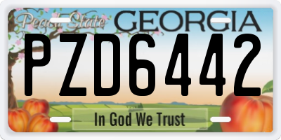 GA license plate PZD6442