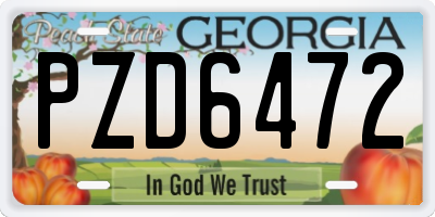 GA license plate PZD6472