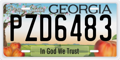GA license plate PZD6483