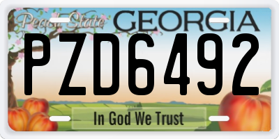GA license plate PZD6492