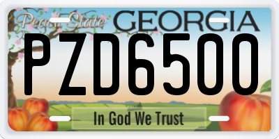 GA license plate PZD6500