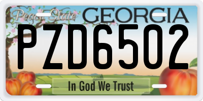 GA license plate PZD6502
