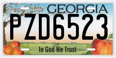 GA license plate PZD6523