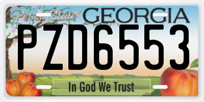GA license plate PZD6553